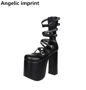Eņģeļa nospiedums mori meitene lolita punk kurpes sieviete cosplay kurpes lady super augstiem papēžiem Sūkņi sievietes kleitu puse kurpes 33-47 15cm