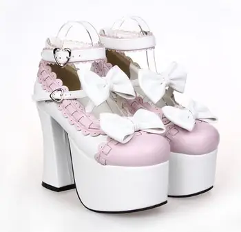 Eņģeļa nospiedums sieviete mori meitene lolita cosplay kurpes lady augstiem papēžiem sūkņi platformas kurpes sieviešu princese kleita puse kurpes 33-47