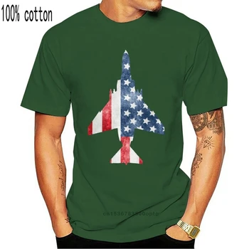 F-4 Phantom Amerikāņu Karogu Militārās Aviācijas T-Krekls Melns Vīriešu-Sieviešu Slim Fit Tee Krekls