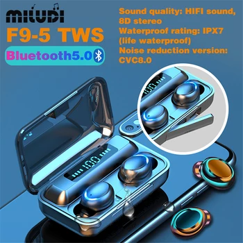 F9-5 TWS Bluetooth Austiņas Ipx7 Mūzikas Skaļruņus 8D Surround Stereo Skaņas Sporta Earbuds, Biznesa Austiņas, kas Darbojas Viedtālruņos,