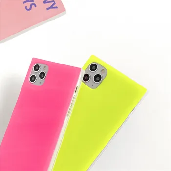 Fashion Square Telefonu Gadījumos iPhone 12 mini 11 pro max Xs max XR X 8 7 Plus Luminiscences krāsas, Mīksts, Labi leņķi robežu Vāciņu