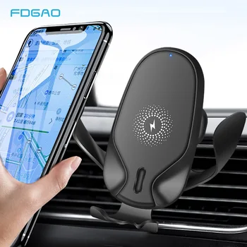 FDGAO 15W Qi Bezvadu Automašīnas Lādētājs Automātiski Smaguma Telefona Turētājs Samsung S20 S10 S9 Ātra Uzlāde iPhone 12 11 X XS XR 8