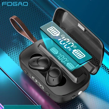 FDGAO TWS Bluetooth 5.1 Austiņas Bezvadu Austiņas 9D Hifi Stereo Sporta Ūdensizturīgs Mini Earbuds, Mūzikas Austiņas, LED Displejs