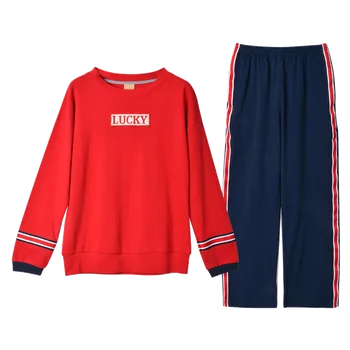 FENTENG Rudens Pidžamu Sieviešu Modes Cēloņu Raibs Oneck Sports Pidžamas Komplekts Nakts Tērps Sievietēm X98132969