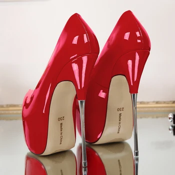Fetišs augstiem papēžiem kurpes platformas duncis papēži 16cm size44 sieviešu kurpes sieviešu elegants sūkņi, kurpes, lakādas naktsklubs