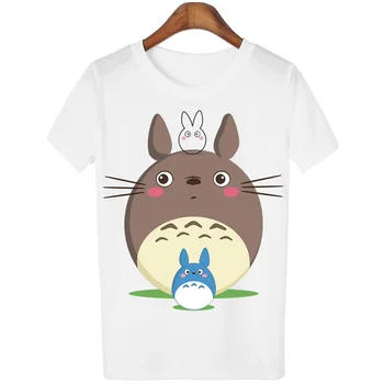 Fevengetoll Gadījuma T-krekls, Sieviešu T Krekls Harajuku Totoro Drukāt Camisetas Mujer Topi o-veida kakla t Cute Tees Femme WMT83