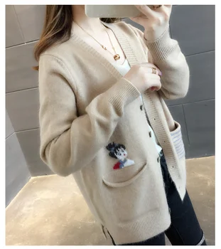 Ff4910 2019 jauna rudens ziemas sieviešu modes gadījuma silts jauks Džemperis jaka korejiešu