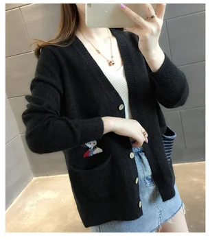 Ff4910 2019 jauna rudens ziemas sieviešu modes gadījuma silts jauks Džemperis jaka korejiešu