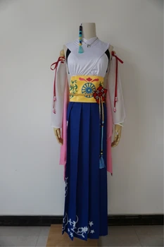 Final Fantasy X Yuna Cosplay Kostīmu+Kaklarota+Rokassprādze+Gredzens+auskari Halloween Tērpi Sievietēm Pieaugušo Tērpus Pielāgotu Jebkura Izmēra