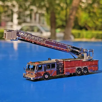 Fire Engine Kāpnes, Krāsains 3D Metāla Mīklas Modeli, Smago Mašīnu Projektēšana DIY lāzergriešanas Rokasgrāmata Jigsaw Komplekti Pieaugušajiem Dāvanas