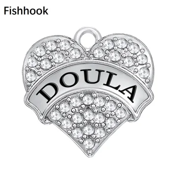Fishhook Dzimšanas partneris dāvanu DOULA kristāla sirds šarmu