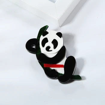 FishSheep Jauki Panda Bambusa Brošas Un Piespraudes Gudrs Panda Dzīvnieku Karikatūra Akrila Broša Sieviešu, Bērnu Apģērbu Aksesuāri, Dāvanu