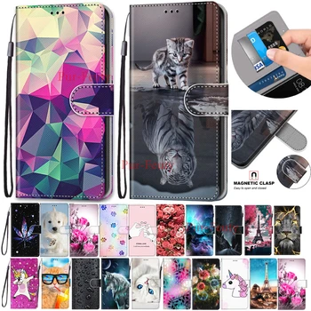 Flip Ādas Gadījumā LG X Elektriski Ministru 3D Seifs Kartes Turētāja Statīvs Grāmatas Vāka Kaķis, Suns, Krāsotas Coque Par LG XPower K220DSK Gadījumos
