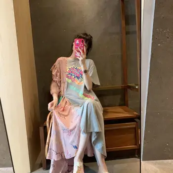 Flora Kleita Sievietēm Pavasara Vasaras 2020. gadam rozā Kleita korejiešu Stilā Sexy Kleita Strappy Kawaii Drēbes Streetwear jupe femme plus lieluma