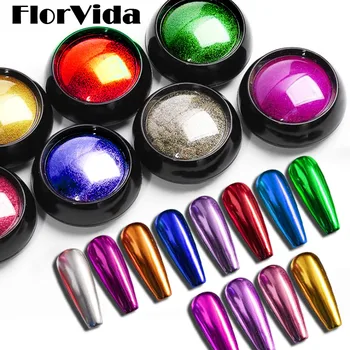 FlorVida 1pc 0.5 g Burvju Spoguļa Mirdzums Pulveris Nail Art Pigmenta Chrome Putekļi Rub Par Nagu Dizains, Manikīrs Augstas Kvalitātes MCB