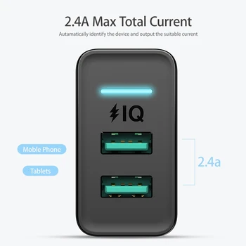 FLOVEME Dual USB Lādētājs LED 2.4 Ātrās Uzlādes Adapters ES Plug Ceļojumu Sienas Lādētāju iPhone Xiaomi Telefonu Lādētāji