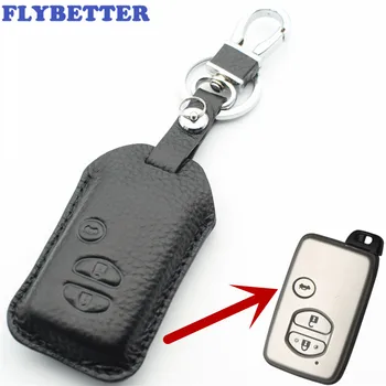 FLYBETTER Īstas Ādas 3Button Smart Key Lietu Vāku Toyota Camry/Kroņa/Highlander/Prado/Prius Auto Stils L1837