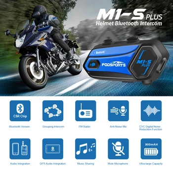 Fodsports M1-S Plus Motocikla Ķivere Domofons 8 braucēji Ūdensizturīgs Bezvadu Bluetooth Austiņas intercomunicador mūzikas koplietošana