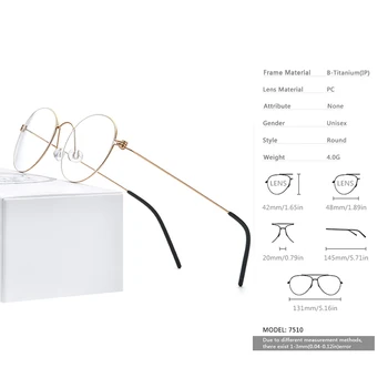 FONEX B Titāna Tuvredzība, Optiskās Brilles Rāmis Vīriešu Recepte korejas Apaļas Brilles Sievietēm bez skrūvēm, Briļļu 7510