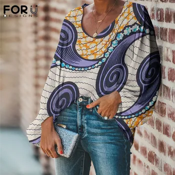 FORUDEGINS Jaunu Tendenci Sieviešu Krekli Āfrikas Stila Modelis Drukāt garām Piedurknēm Šifona Blūze Dāma Biroja Apģērbs Blusas Mujer