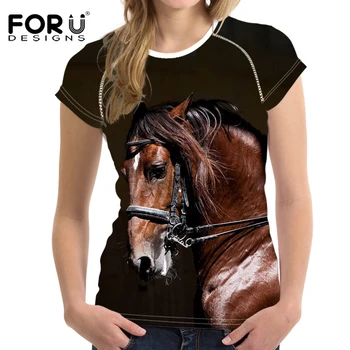 FORUDESIGNS 2018. gada Vasarā, T Krekls Sievietēm Gadījuma T-krekls Smieklīgi 3D Zirgu Gadījuma Sievišķīgs sporta Krekls Krekli Crossfit Topi Ropa Mujer
