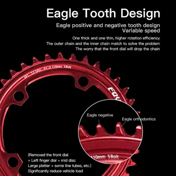 FOVNO ceļu rīku disku 7075 alumīnija sakausējuma disku 38-58T road bike zobs 110BCD MTB kalnu velosipēds riteņa zobrata zobs