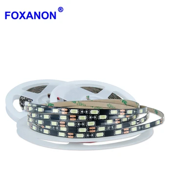 Foxanon Šauru pusē 5mm LED Strip Gaismas 5730 SMD elastīgās diožu lentes lampas 300leds DC12V Balts/melns / M PCB tiras led lenti
