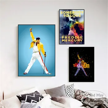 Freddie Mercury Rock n Roll Art Sienas, Attēlus Plakātu Izdrukas Audekls Māksla bez rāmīša Gleznas Dekorēšana Mūsdienu Mājas Dekoru Cuadros