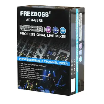Freeboss ADM-GBR6 48V Phantom Power Repaeat Spēkā USB Funkciju, Bluetooth, Karaoke, DJ konsoles 99DSP Mikseris 6 Kanālu Audio