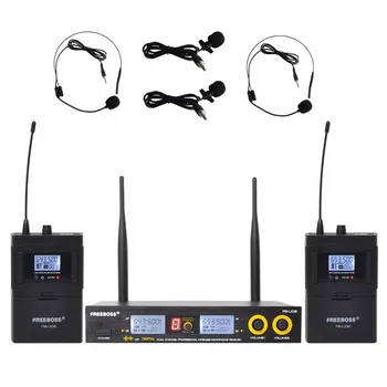 Freeboss FB-U09H2 Dual Veids, Digitālā UHF Bezvadu Mikrofons ar 2 Atloks, 2 Austiņas, mikrofons (2 Bodypack Raidītājs)