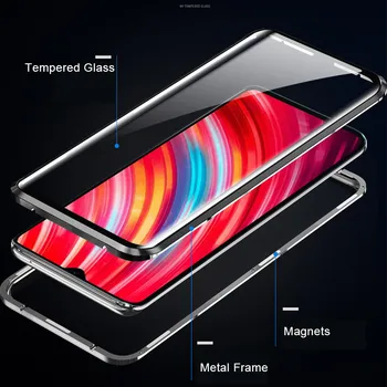 Front+Back dubultsienas Stikla Magnētiskā Gadījumā Xiaomi Mi 9 9T 10 Pro CC9E CC9 A3 Redmi Piezīme 8 Pro, Ņemiet vērā, 7 K20 K30 Pro 8 8A Vāciņu