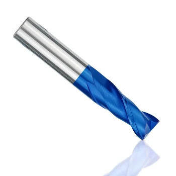 Frēzēšanas 2 Flautas 1-12mm Plakans Gals Frēzēšanas Bitu Nano Zilā krāsā ar Pārklājumu HRC55 CNC Apstrādes Rīks Maršrutētāju Bitu Karbīda Beigām Dzirnavas