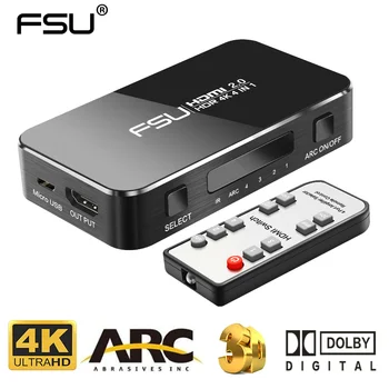 FSU HDMI Sadalītājs 4 Ieejas 1 Izeja HDMI Slēdzis HDR 4x1, lai HDTV PS4 4K ar Audio Extractor 3.5 Jack ARC HDMI Komutatoru Adapteri