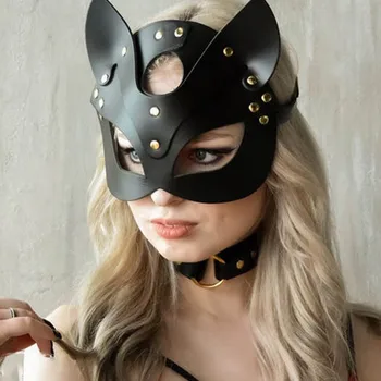 Fullyoung Cosplay Sexy Bdsm Fetišs Maska Sieviešu Halloween Karnevāla Masku Verdzība Maskas Pieaugušajiem Spēlēt Īpašu Kaķu Ausis Maskas