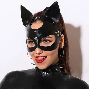 Fullyoung Cosplay Sexy Bdsm Fetišs Maska Sieviešu Halloween Karnevāla Masku Verdzība Maskas Pieaugušajiem Spēlēt Īpašu Kaķu Ausis Maskas