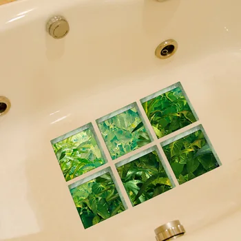 Funlife 3D Vanna Uzlīmes Vannas Paklāji,Rainforest neslīdoša Ūdensnecaurlaidīga pašlīmējošas Vanna Uzlīmes Appliques Flīžu Grīdas Sienas