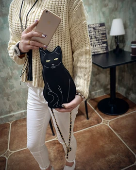 Funny Kaķis Somā Sieviešu Meitene 2016 Ielu Modes Dzīvnieku Kaķēns Gudrs, Foršs Unikālu Jautri Pārrobežu Ķermeņa Riņķa Soma Bezmaksas piegāde