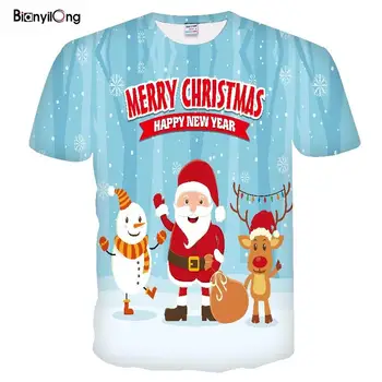 Funny Ziemassvētku t-krekli vīriešiem Ziemassvētku t-krekli Ikdienas Santa Claus t-krekls 3d sniegavīrs drukāt grupa t-krekls uzdrukāts īsām piedurknēm