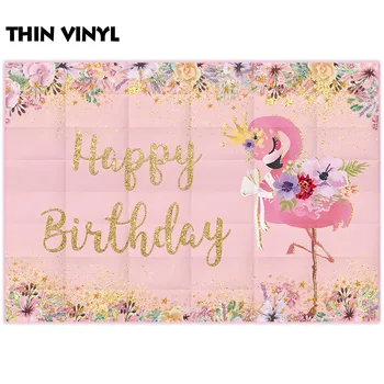 Funnytree backdrops par fotogrāfiju, studio rozā Flamingo tēmu dzimšanas dienas svinības ziedi zelta dekoru fona photocall izdrukāt