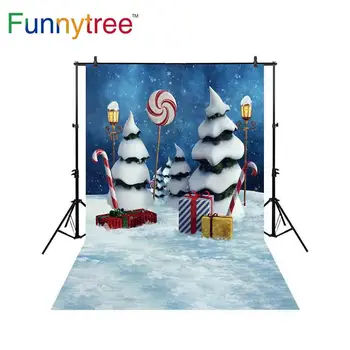 Funnytree foto Jaunā gada ziemas fona fotogrāfija studija koku candy bar dāvanu dekori pasaku Ziemassvētku fona photocall