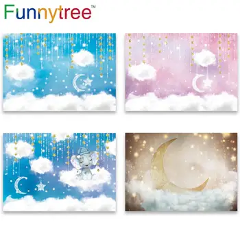Funnytree sky moon Mākonis pasaku zvaigžņu jaundzimušo bērnu dušas, dzimšanas dienas fona mazulis fotogrāfija backdrops photophone Mājas Dekoru