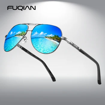 FUQIAN Luksusa Izmēģinājuma Polarizētās Saulesbrilles, Vīriešu Augstas Kvalitātes Metāla Anti-glare Braukšanas Vīriešu Saules Brilles Sievietēm, Āra Ieplests UV400