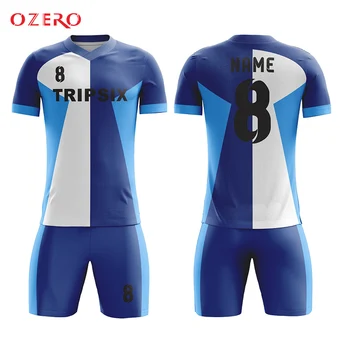 Futbols džersija, zilā un baltā krāsā futbola vienotu pasūtījuma soccer jersey
