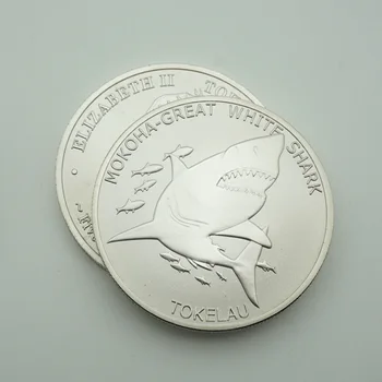 . gadā Elizabete II 999 sudraba monētas Mokoha-baltā haizivs Tokelau monētu 5 dolāru, kopēt monētas