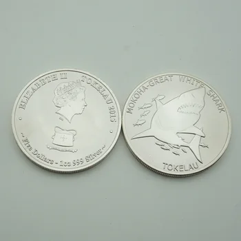 . gadā Elizabete II 999 sudraba monētas Mokoha-baltā haizivs Tokelau monētu 5 dolāru, kopēt monētas