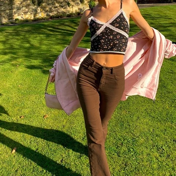 Gadījuma Cietā Y2K Uzliesmojums Džinsi Meitenēm Sieviešu Modes 2021 Sieviešu Vintage Džinsa Bikses ar Augstu Bikšu starām. Harajuku Capri
