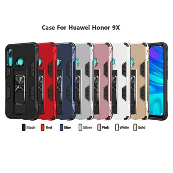 Gadījuma Huawei Honor 9X Premium 9 X Triecienizturīgs Bruņas Automašīnas Turētājs Silikona Buferi Aptver Godu 9 X X9 Pro Tālrunis Atpakaļ Coques