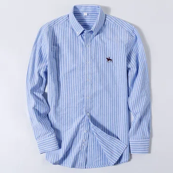 Gadījuma Kokvilnas Oxford Vīriešu Krekls, Vīriešu Apģērbu ar garām Piedurknēm Izšuvumi Cilvēks Regulāri Bezalkoholiskie Ērti Vīriešu Blūze