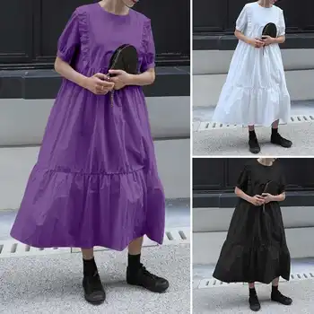 Gadījuma O Kakla Brīvdienu Kroku Kleita VONDA ir 2021. Modes Puse Kleita Garās Kleitas Bohēmijas Sievietēm ar garām Piedurknēm Vestidos Cieta Mantija