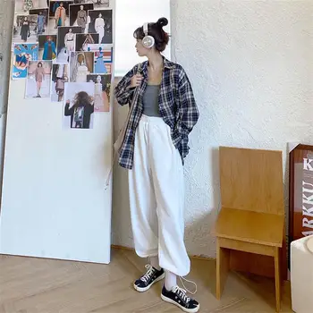 Gadījuma Zaudēt Slinks Ins Pleds Sieviešu Krekls korejas Harajuku Sieviešu Krekli Ulzzang Japāņu Kawaii Dāmas Vintage Drēbes Sievietēm